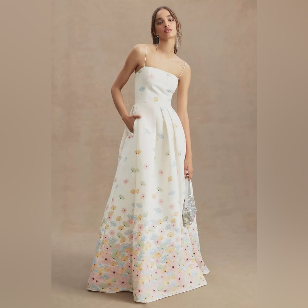 BHLDN x SACHIN & BABI Beau Pleated Square-Neck Gown